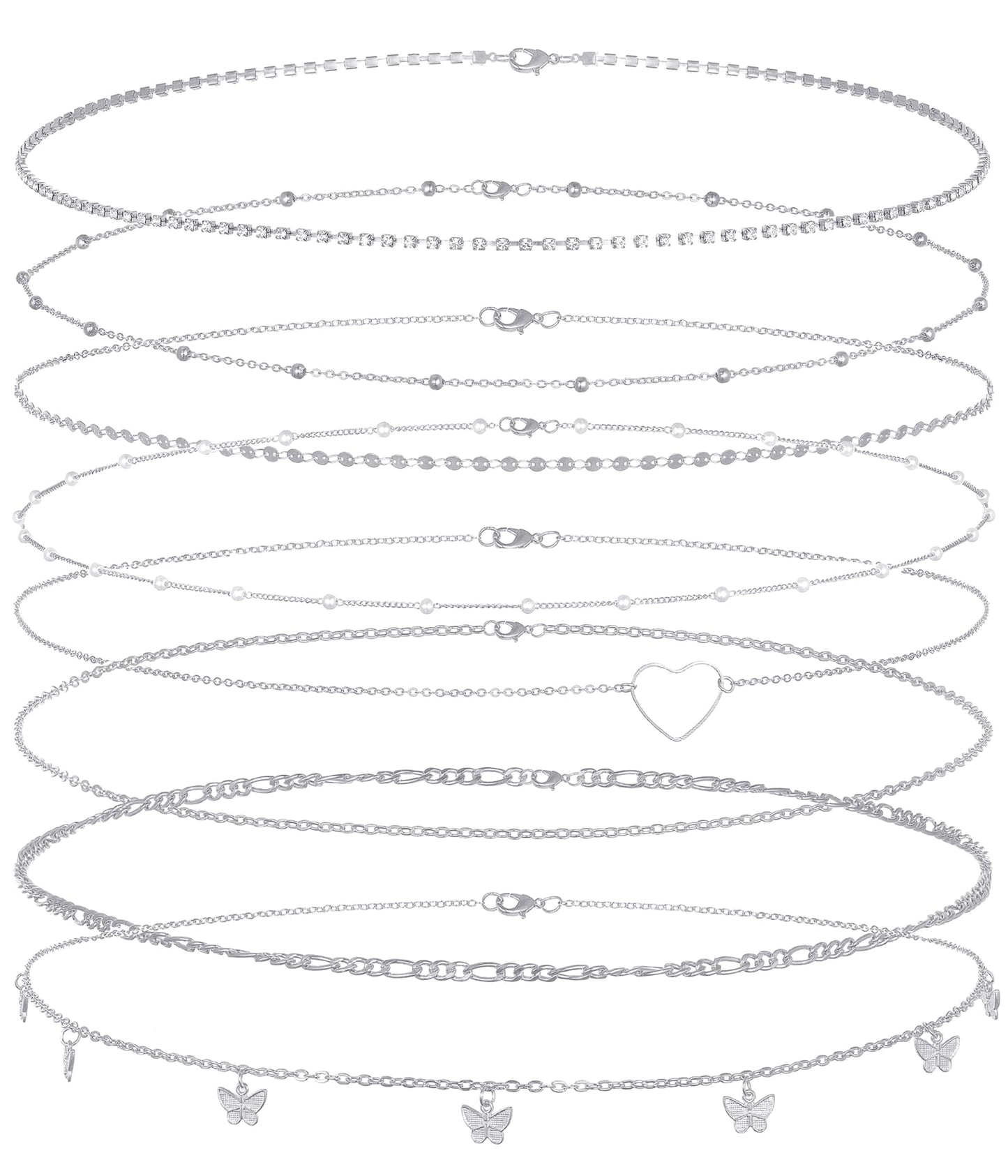 Tornito 8Pcs Waist Belly Chain CZ Pearl Bead Belly Chain Summer Beach Sexy Body Chains Jewelry Accessories for Women Adjustable