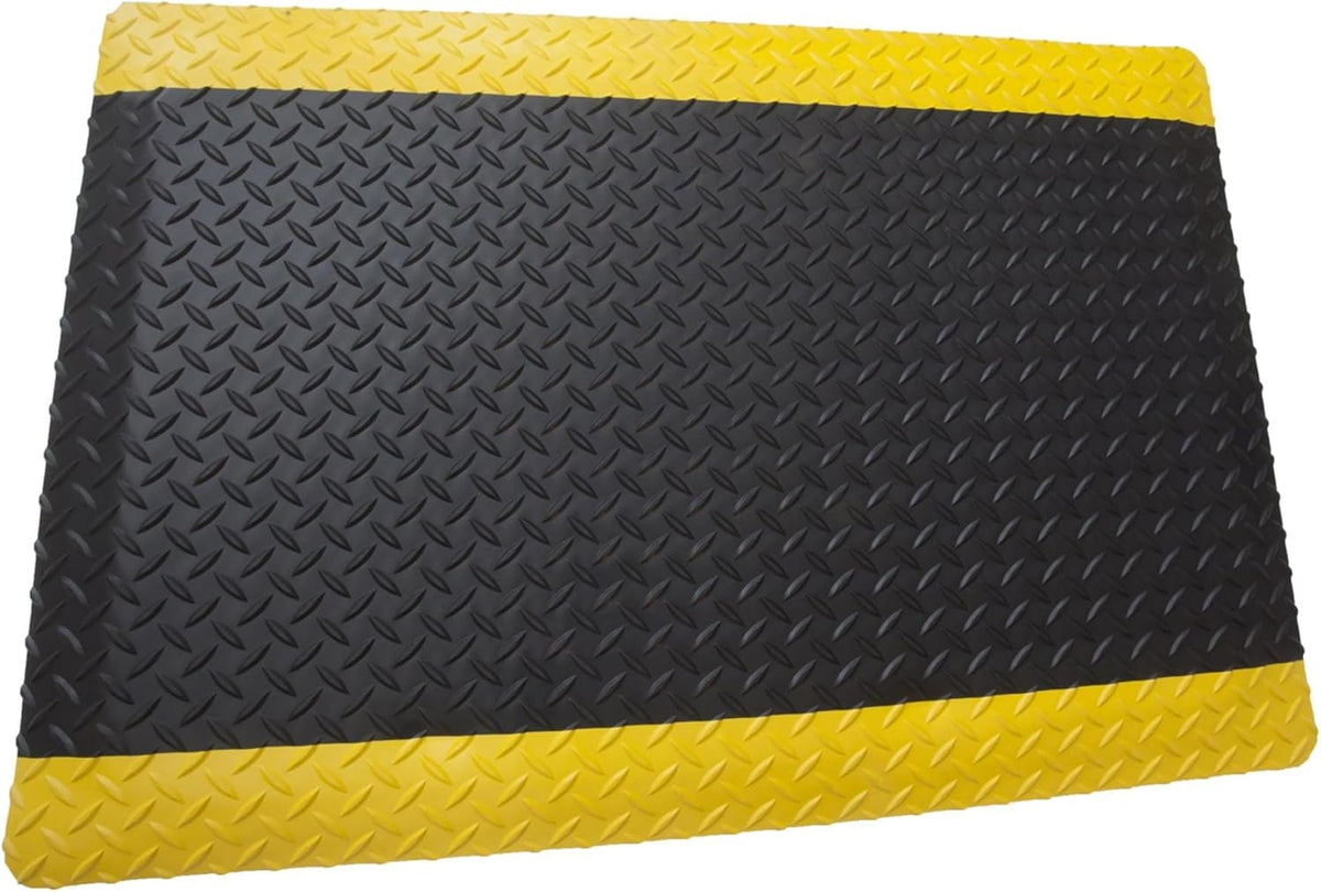 Rhino Mats, American Classic Diamond Anti-Fatigue Mats, Industrial Ergonomic Comfort Standing Mat for Work, Home, Garage, Office, Kitchen or Anywhere (Black/Yellow 9/16" Thick, 3 FT. x 24 FT.)