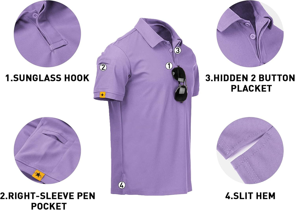 V VALANCH Mens Polo Shirts Short Sleeve Moisture Wicking Golf Polo Athletic Collared Shirt Tennis T-Shirt Tops