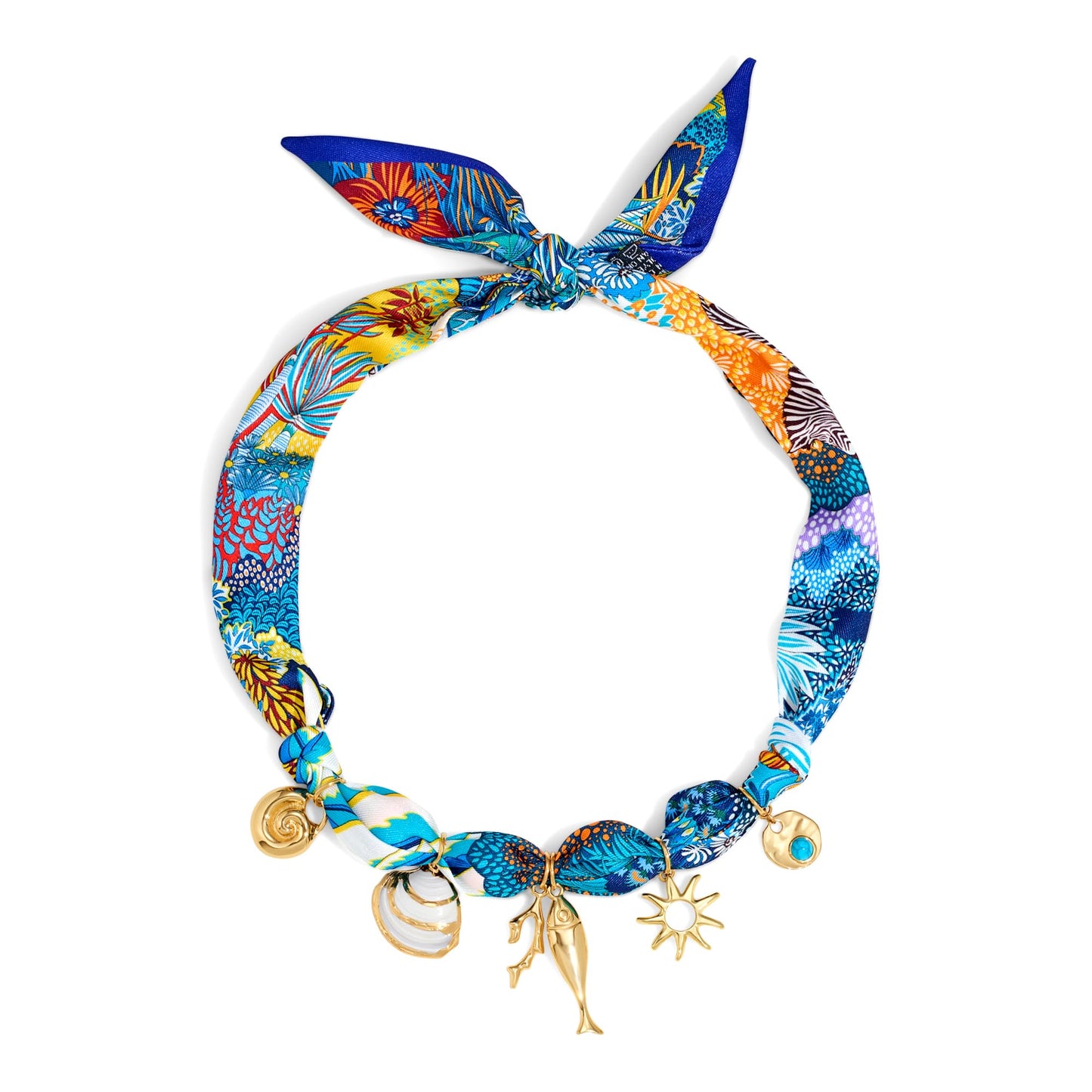 CLASSYZINT Scarf Necklace with Fish Conch Sun Charm Necklace Ocean Theme Choker Necklace Beach Vacation Party Holiday Jewelry