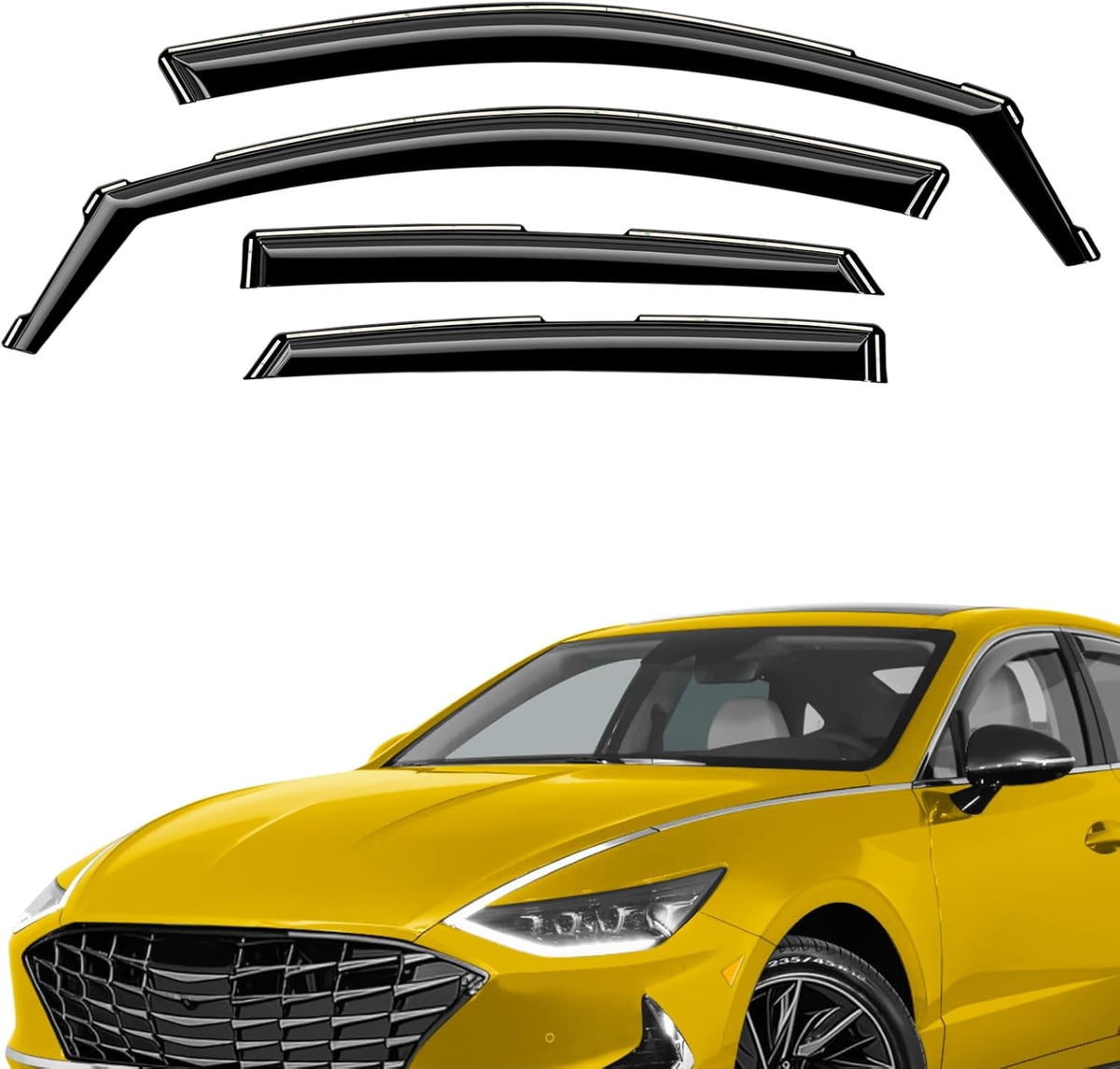 Extra Durable Window Deflectors in-Channel Window Visors Rain Guards Fit for Hyundai Sonata 2020-2025, Sun Visors, Wind Vent for Shades, Exterior Car Accessories - 4pcs. AG0802