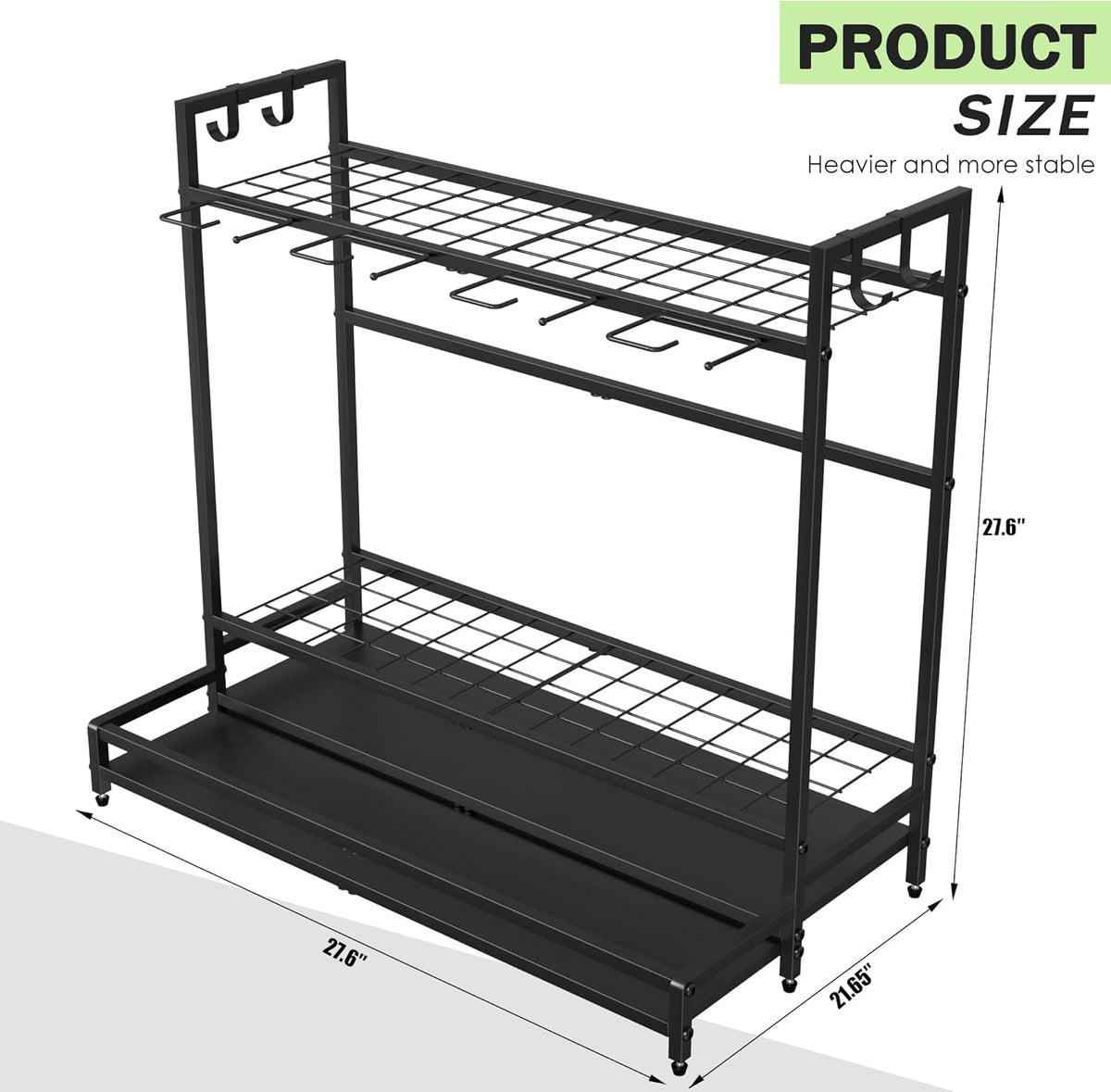 Garden Tool Rack Organizer for Garage Yard Tool Storage, Garden Tools Storage for Organization Black Metal Gardens Tools Holder for Yard Shed Garage