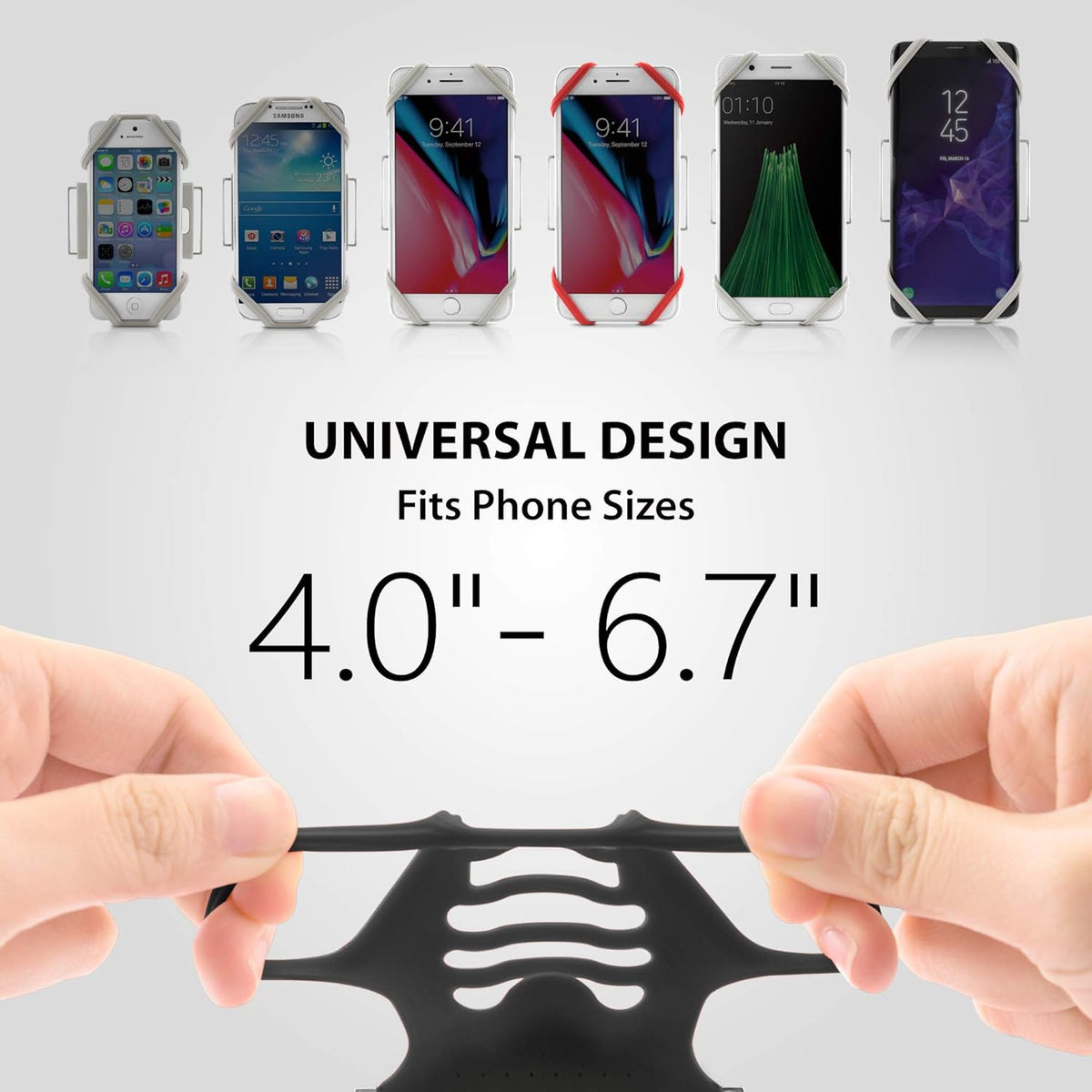 BONE Run Tie, Running Cell Phone Holder, Skin-Friendly & Washable Silicone Sport Armband, Universal Workout Phone Carrier Compatible with Most Smartphone (Gray - Size L/Arm Size 9.8-15.7")