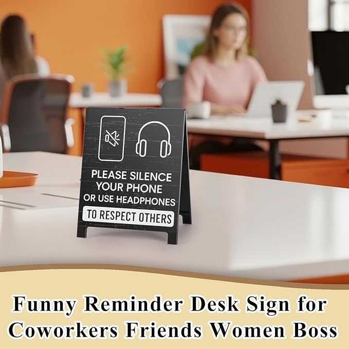 Funny Home Office Reminder Decor Caution Desk Signs Team Gifts for Employees Boss Humorous Shelf Desk Decorations Supplies Cubicle Table Decorations Silence Your Phone White Elephant Gift