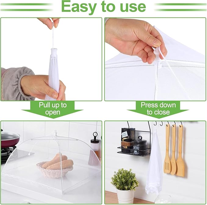 3 Pack Mesh Food Covers 19 inch, Large and Tall Food Covers, Pop-Up Mesh Food Covers Tent Umbrella for BBQs, Outdoors, Screen Tents, Parties Picnics