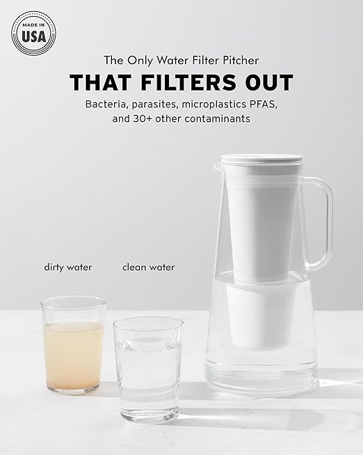 LifeStraw Home – Water Filter Pitcher, 7-Cup, Pebble, BPA Free Designed for Everyday Protection Against Bacteria, parasites, microplastics, Lead, Mercury, PFAS, and A Variety of Chemicals