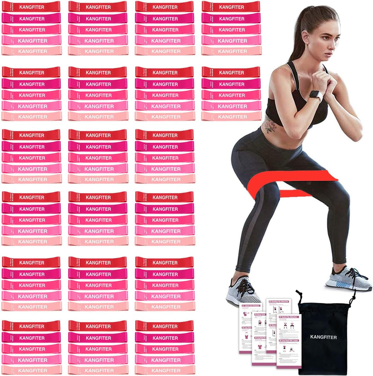 100 PCS Bulk Resistance Bands, Loop Exercise Bands Set for Gym Members Sports Class Students Gift, 5 Pieces Each Set with Storage Bag, Fitness Bands for Outdoor Home Gym Yoga Pilates
