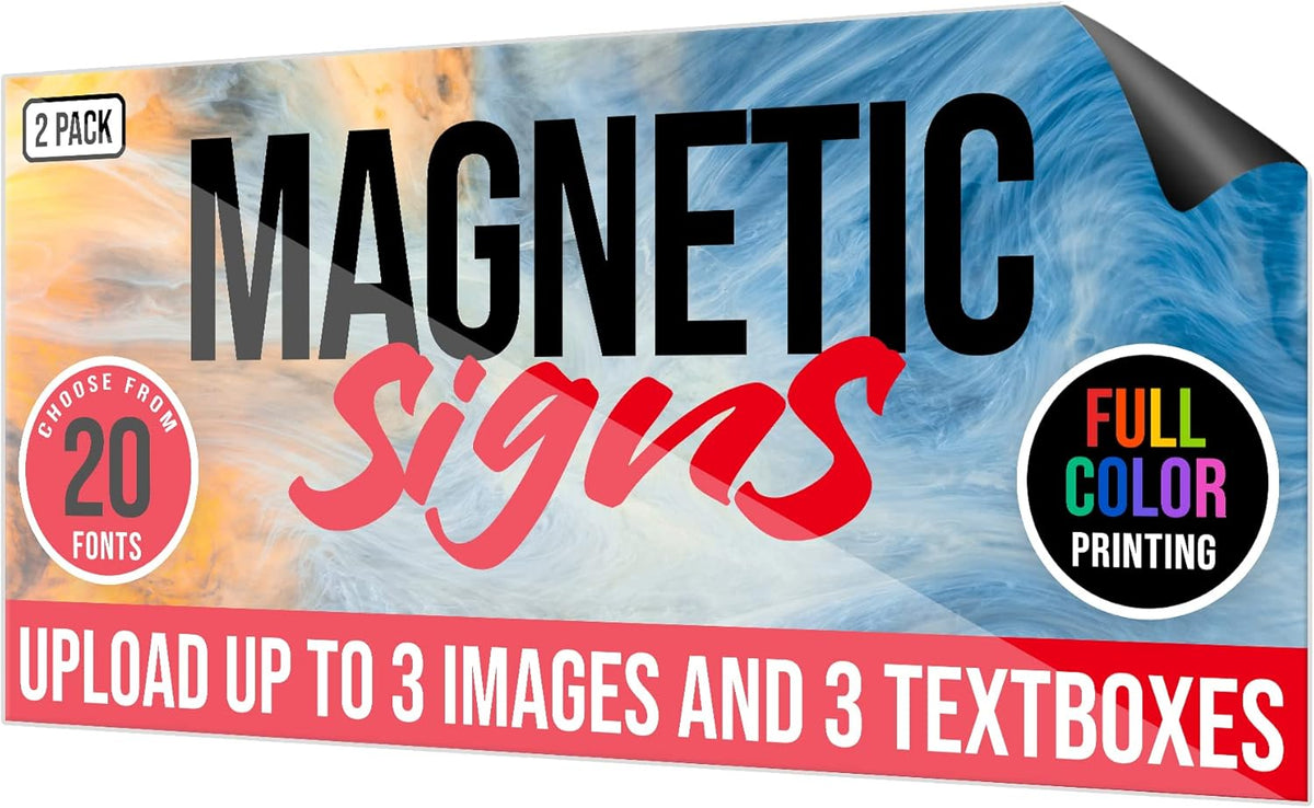 2 Pack, Personalized Magnetic Signs for Vehicles, Custom Car Magnets for Businesses, Customized Full Color Magnetic Truck Signs, 12x24 Car Magnet Signs (Design E)