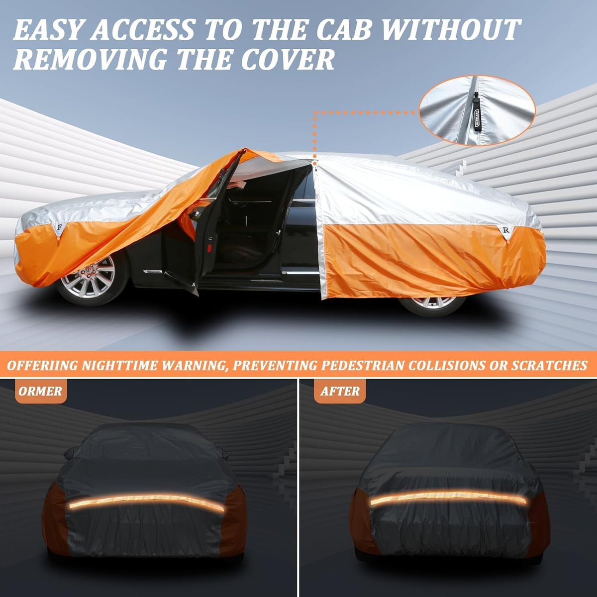 Waterproof Car Cover for Automobiles, All Weather Full Exterior Covers Fit for Toyota Camry Chevrolet Malibu Honda Accord, Universal Windproof Rain Sun UV Protection Car Covers Fit 191"-200" Sedan