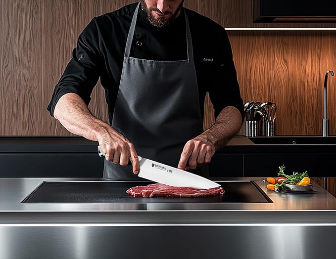 BRODARK Kitchen Knife Sets with Block and Built-in Sharpener - Ultra Sharp15 Pcs Full Tang Professional Chef Knife Set, High Carbon Super Steel Cutlery Set, Ivory Series with Gift Box for Mom