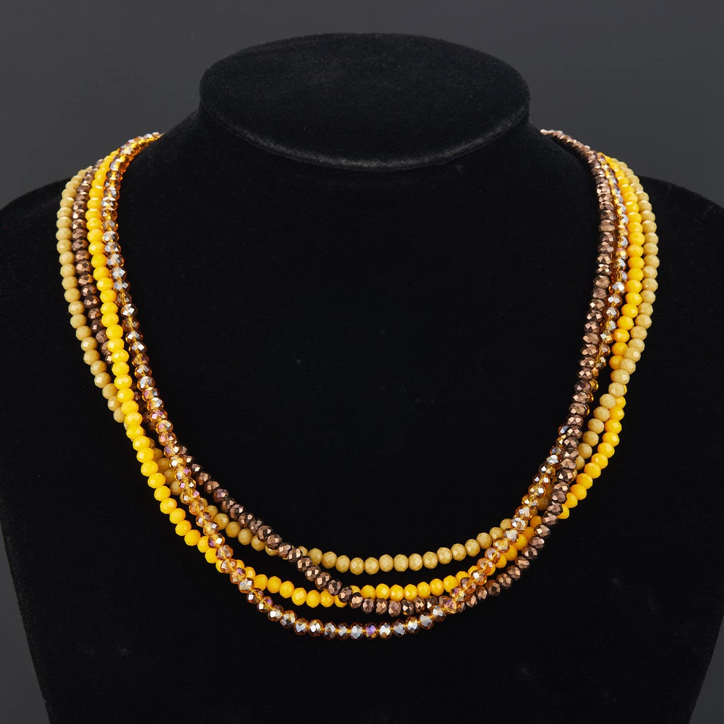 Noessla Multi-layer Crystals Beaded Choker Necklace for Women Colorful Boho Statement Necklace Trendy Costume Party Jewelry Mothers day Gifts for Mom(29-Yellow)