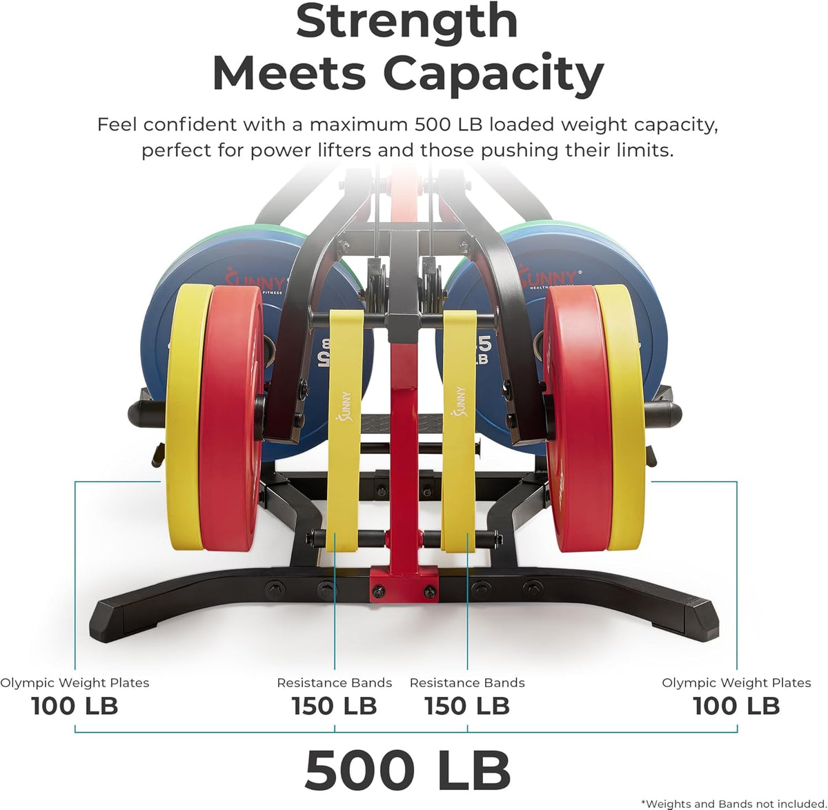 Sunny Health & Fitness Multifunctional Strength Training Home Gym – Complete Workout Equipment with Training Attachments, Optional Squat Stand, Power Rack Cage, Adjustable Incline Bench