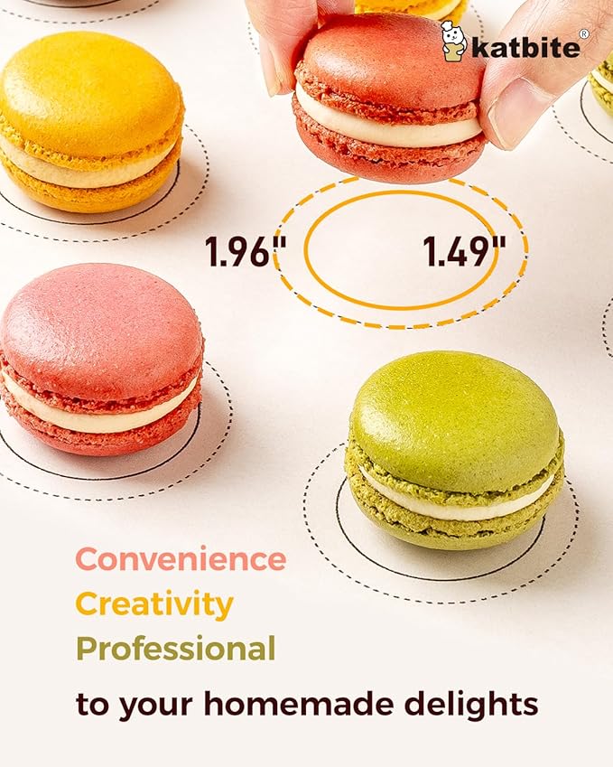 Katbite 100 Macaron Parchment Sheets Template Baking, Cookie Parchment, Printed Circle Baking Stencil for Macaron Cookie, 12x16 In, Non-Stick & Heavy Duty, Pre-cut Paper for Chicken Pizza French Fry