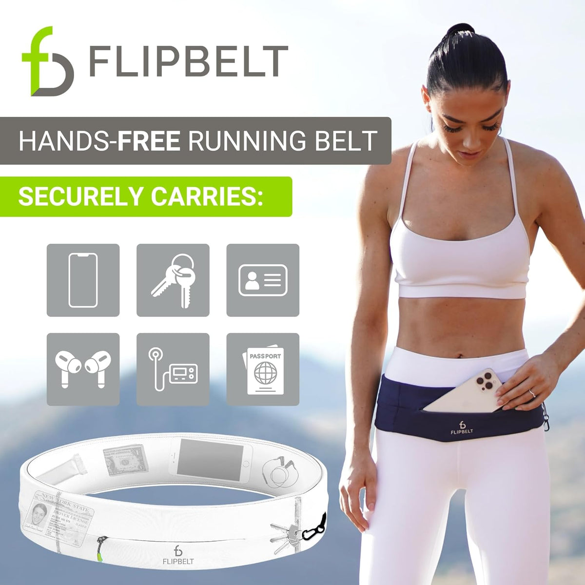 FlipBelt Zipper Running Belt, Waist Pack for Fitness and Running, US Company