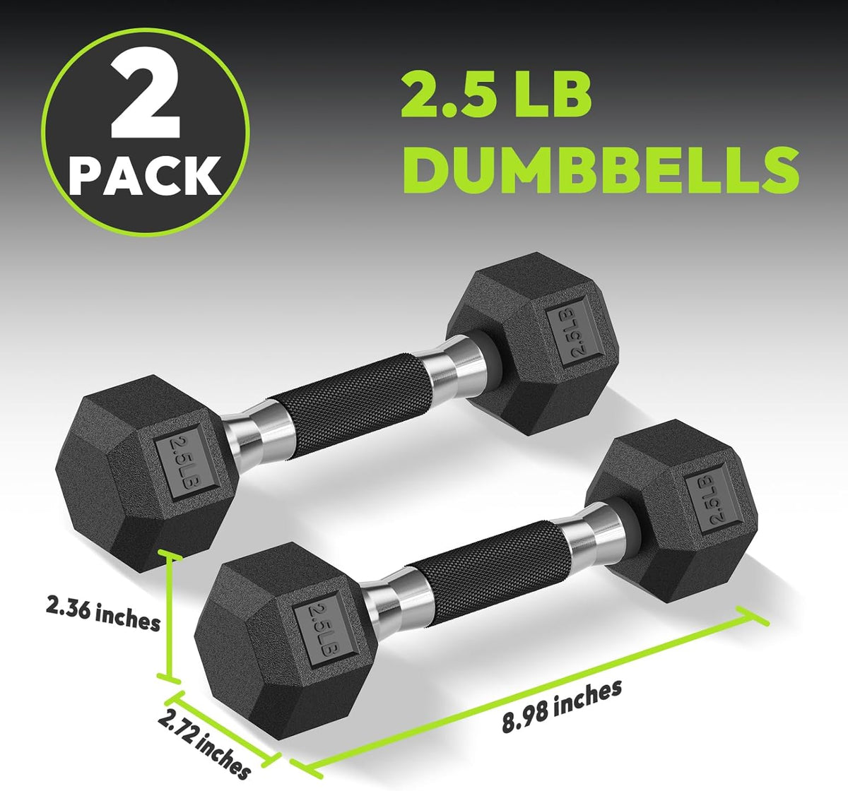 Hex Dumbbell Set 2.5-400 lb, Rubber Encased Exercise & Fitness Dumbbells, Weights Dumbbells Set of 2, Hand Weight for Strength Training
