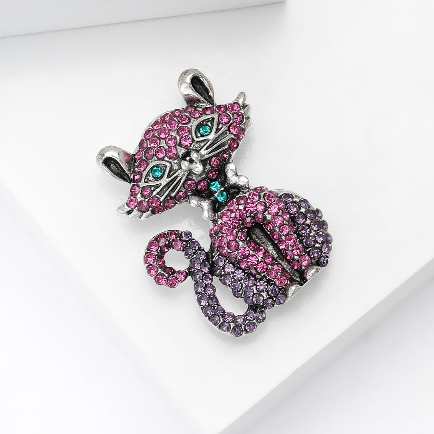 Cat Brooch for Women Rhinestone Cat Pin Animal Brooch Birthday Holiday Gift for Wife Girlfriend Mother