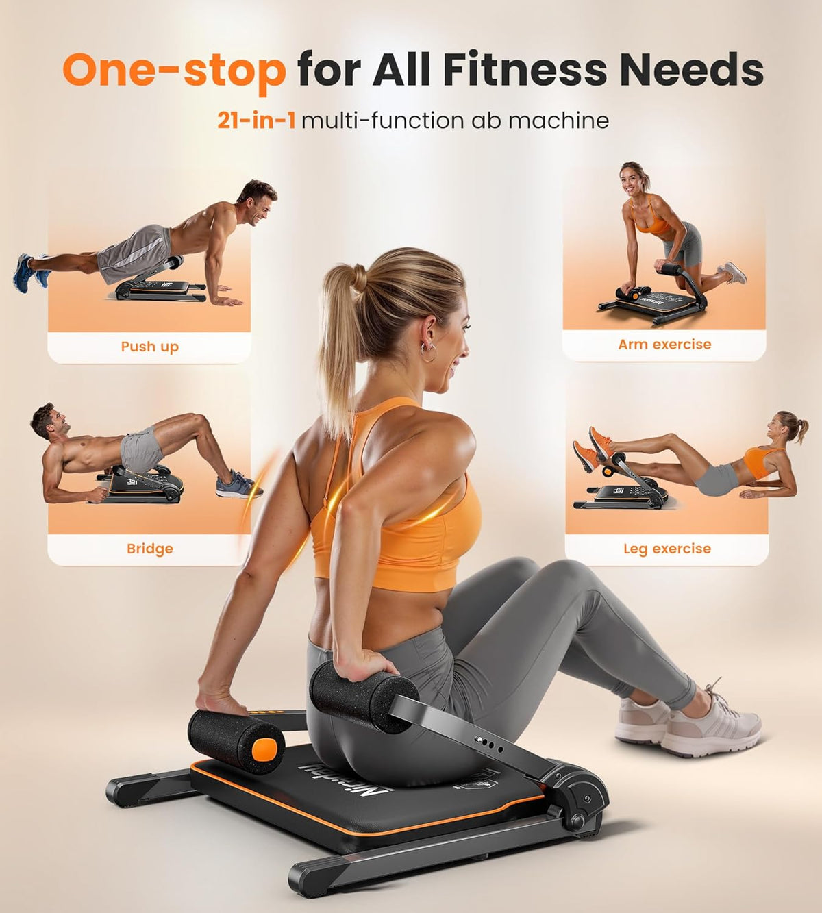 Niceday Ab Workout Equipment, Ab Machine for Stomach Workout, Ab Trainer Machine for Home, Ab Crunch Machine for Home Exercise, Sit Up Machine with Resistance Bands and 330 LBS Weight Capacity