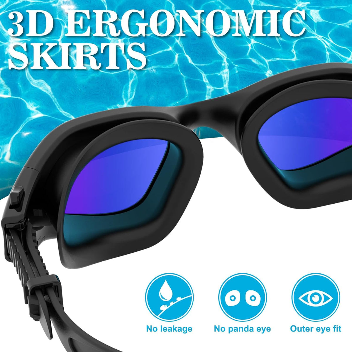 WIN.MAX Polarized Swimming Goggles Swim Pool Goggles Anti Fog Anti UV No Leakage Clear Vision for Men Women Adults Teenagers