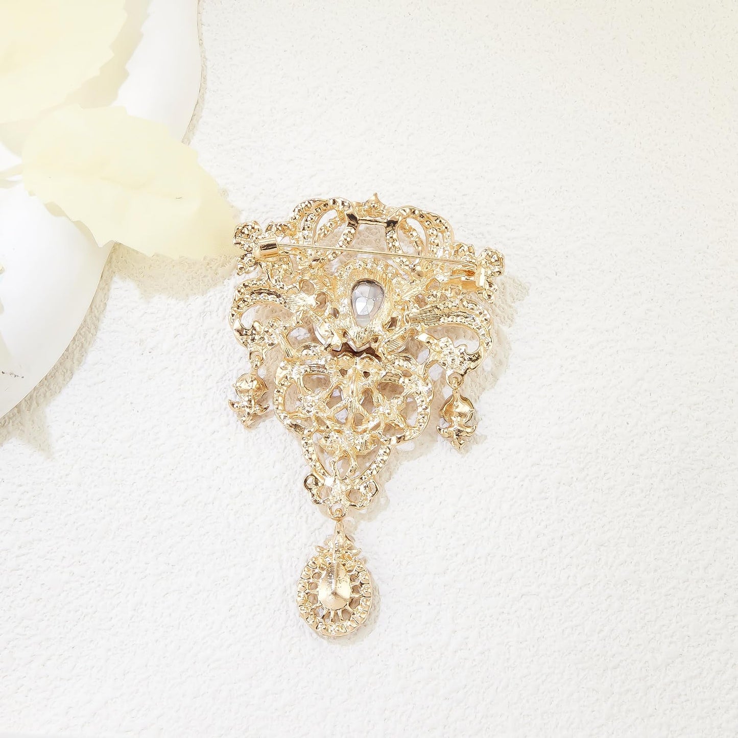 YOQUCOL Retro Purple Austrian Crystal Big Brooch Pin for Women Large Flower Shape Brooches Lapel Pins for Sweater,Coat Dress Accessories