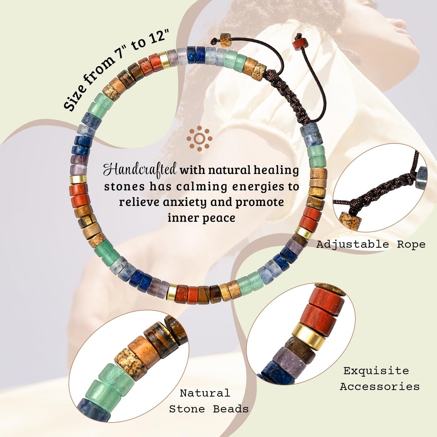 ZOKCC Thank You Gifts Bracelets for Women - Healing Natural Stone Bracelets - Inspirational Appreciation Thank You Gifts for Coworkers Teacher Boss Nurse Employee Friend Farewell