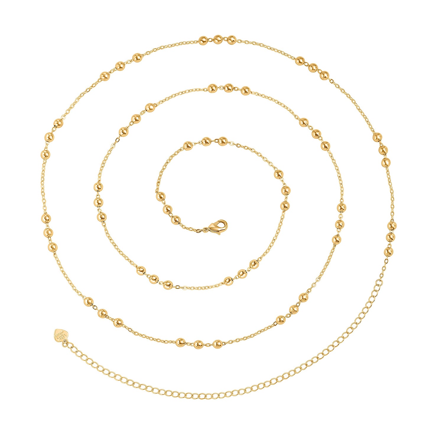 PEARLADA 18k Gold Plated Waist Chain Belt for Women, Adjustable Waist Beads Beach Bikini Belly Chain