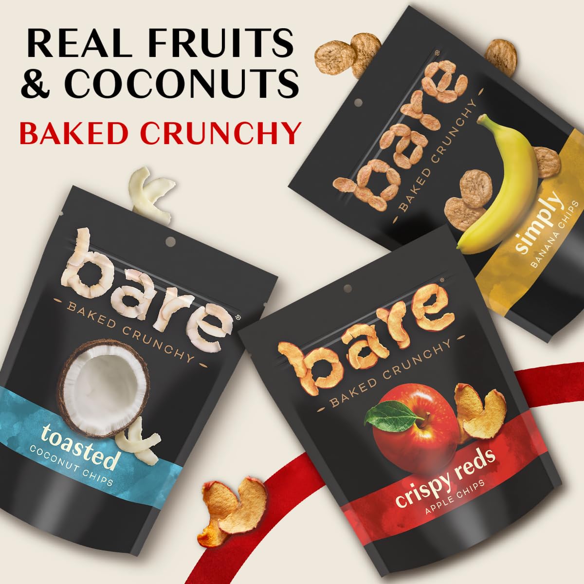 Bare Baked Crunchy, Apples Fuji & Reds, 0.53 Ounce (Pack of 16)