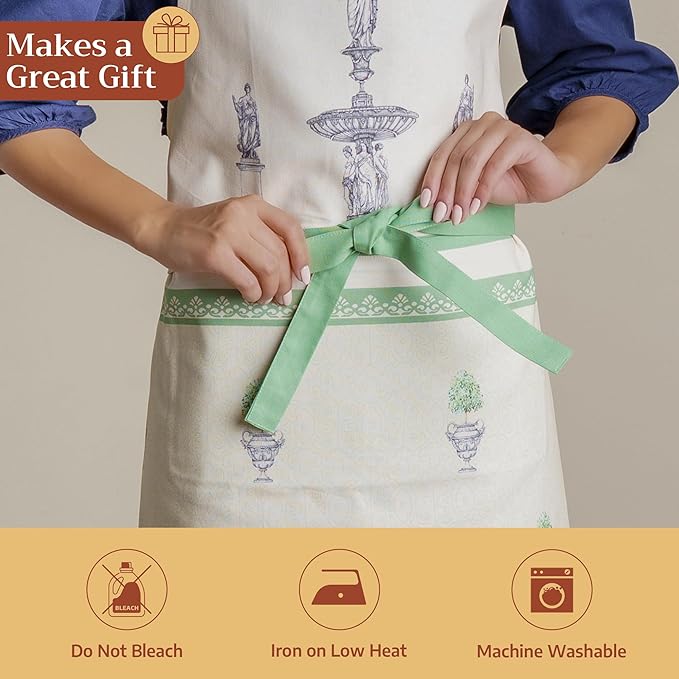 Maison d' Hermine 100% Cotton Apron for women with Pocket Kitchen Chef Apron for Men Cooking Mothers Day Gifts