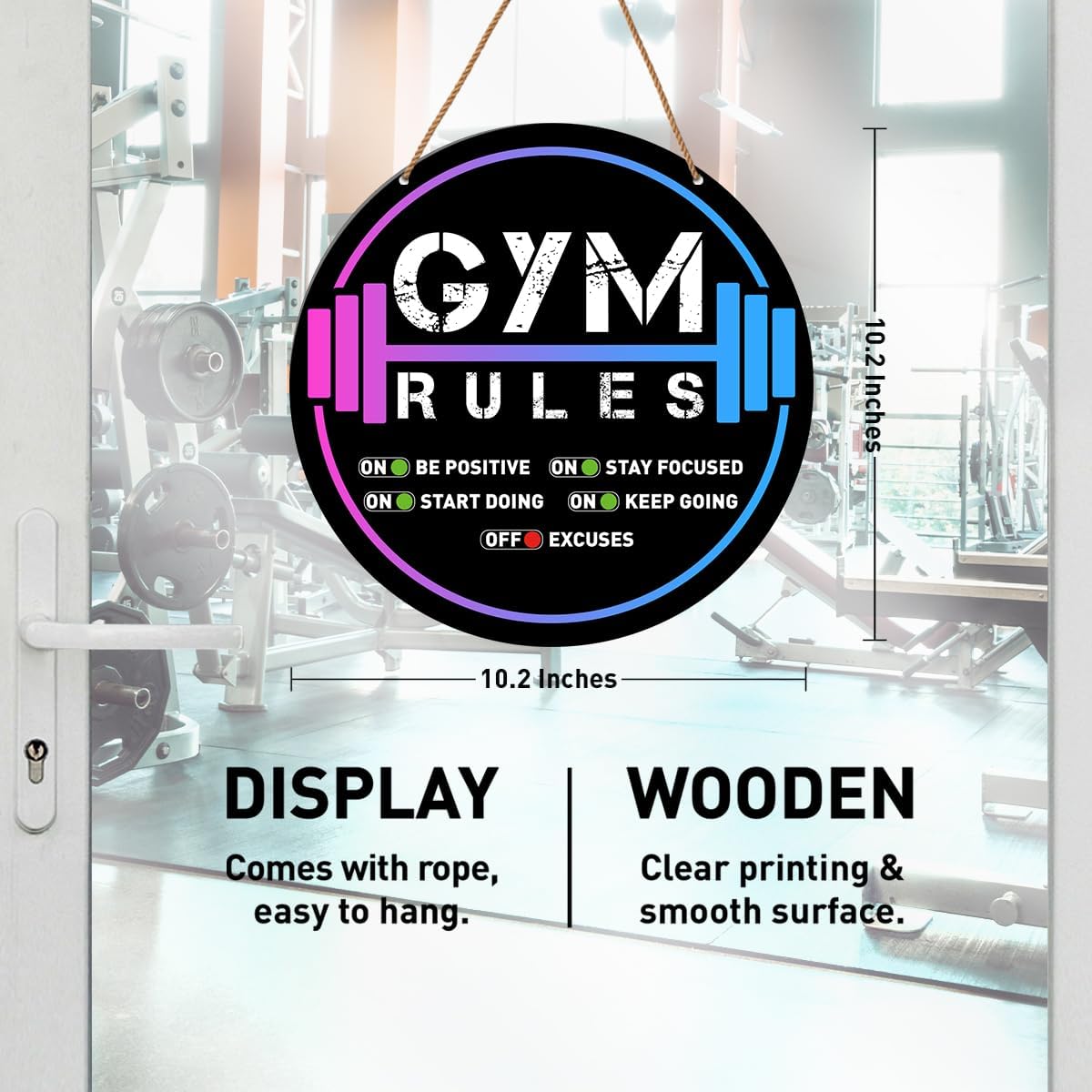 HSNBT Gym Signs Wall Decor, Home Gym Motivational Wall Decor Gym Hanging Signs Decorations for Fitness Workout Room Gift for Woman Man Gym Enthusiast, Gym Rules