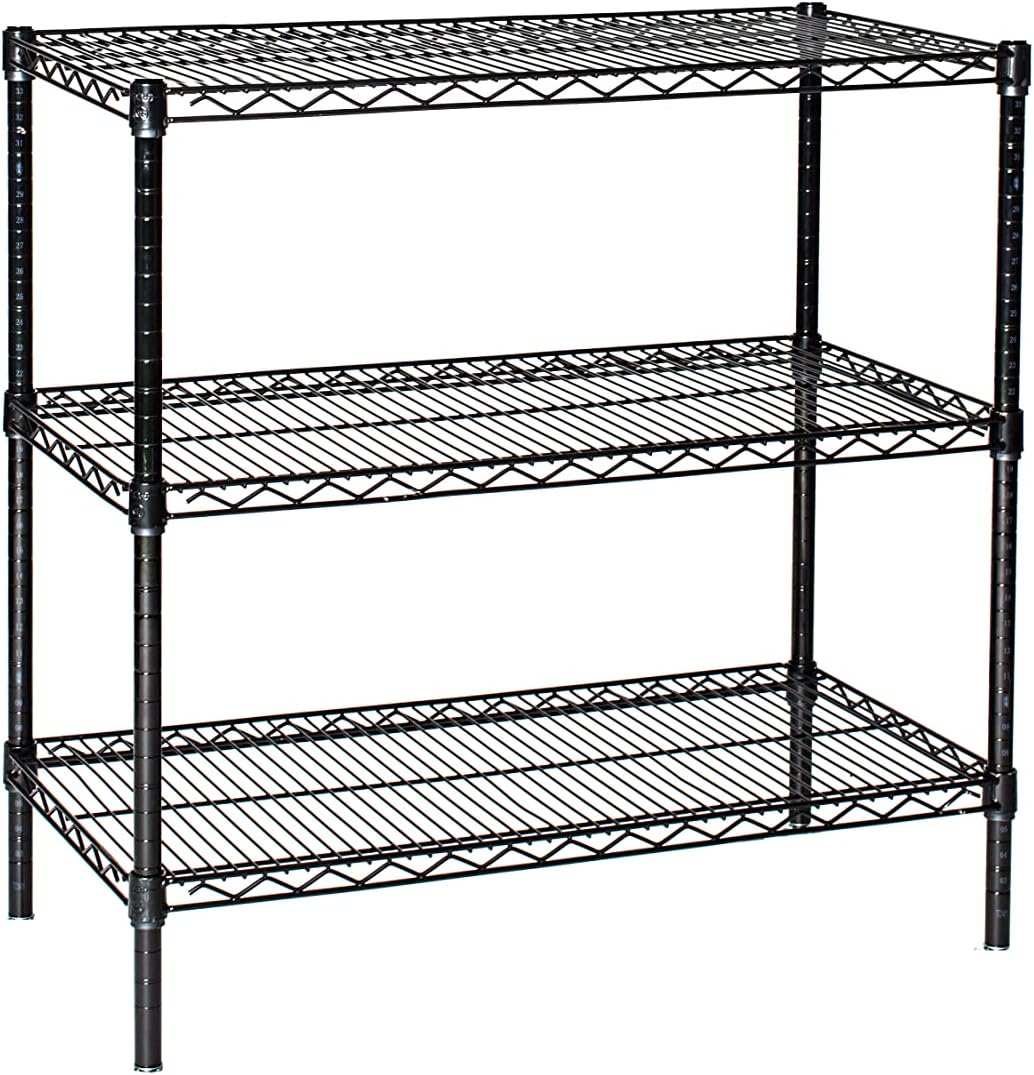 Omega 21" Deep x 60" Wide x 86" High 3 Tier Black Starter Shelving Unit