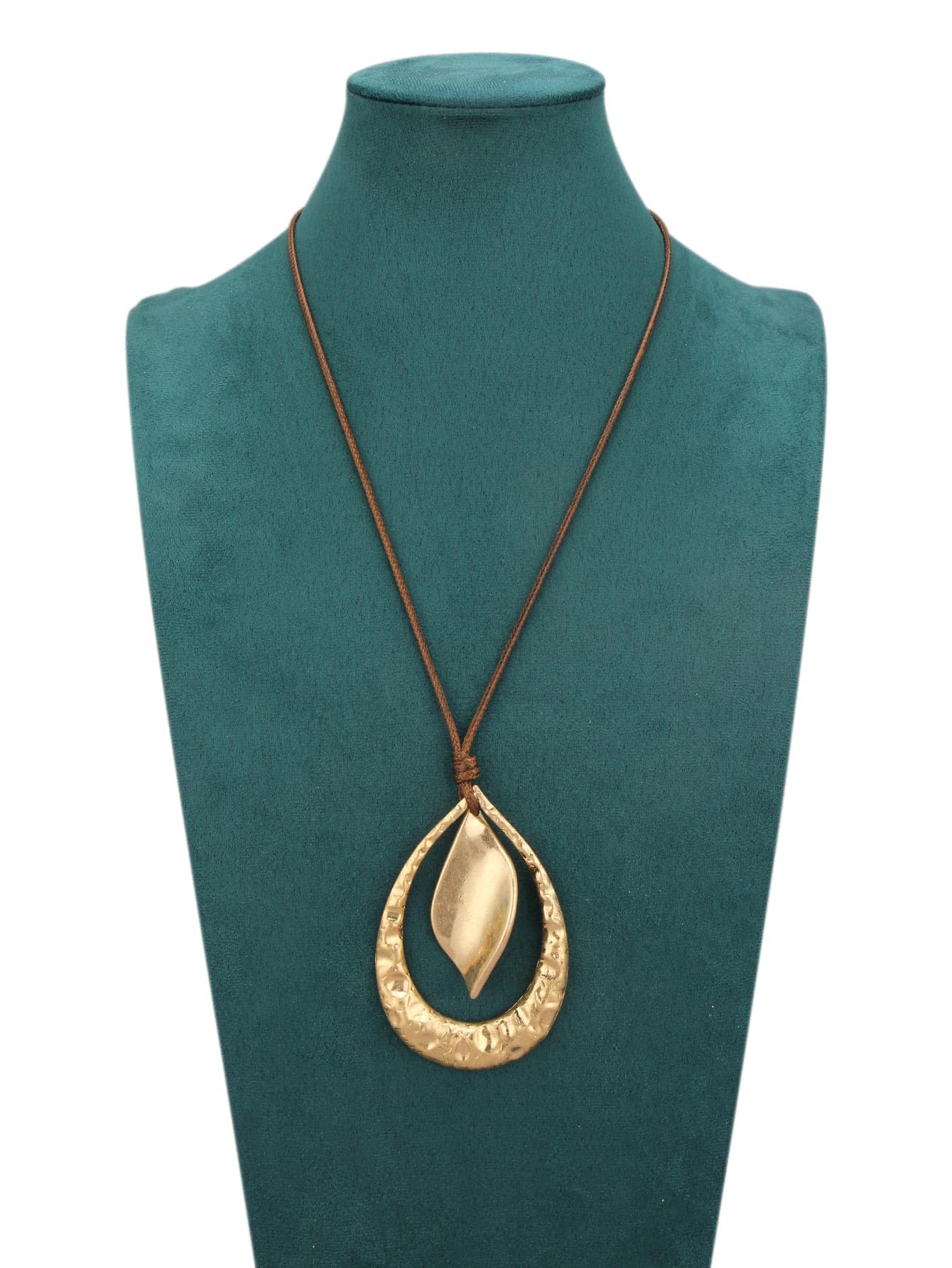 joymiao Long Pendant Necklace for Women Chunky Vintage Bohemian Statement Necklace with Large Gold Pendant Hippie Jewelry