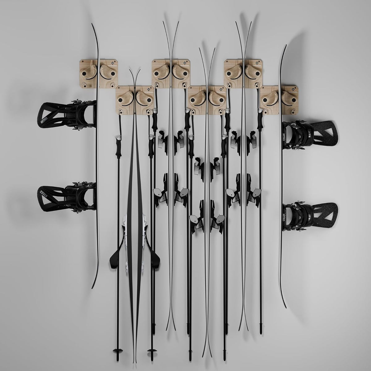 Ultimate Ski & Snowboard Wall Rack | Secure, Non-Slip Storage | Fits Any Ski/Board | Garage Organization | Ski Storage Rack | Snowboard Storage Rack | Winter Gear Organizer | 6 Pck