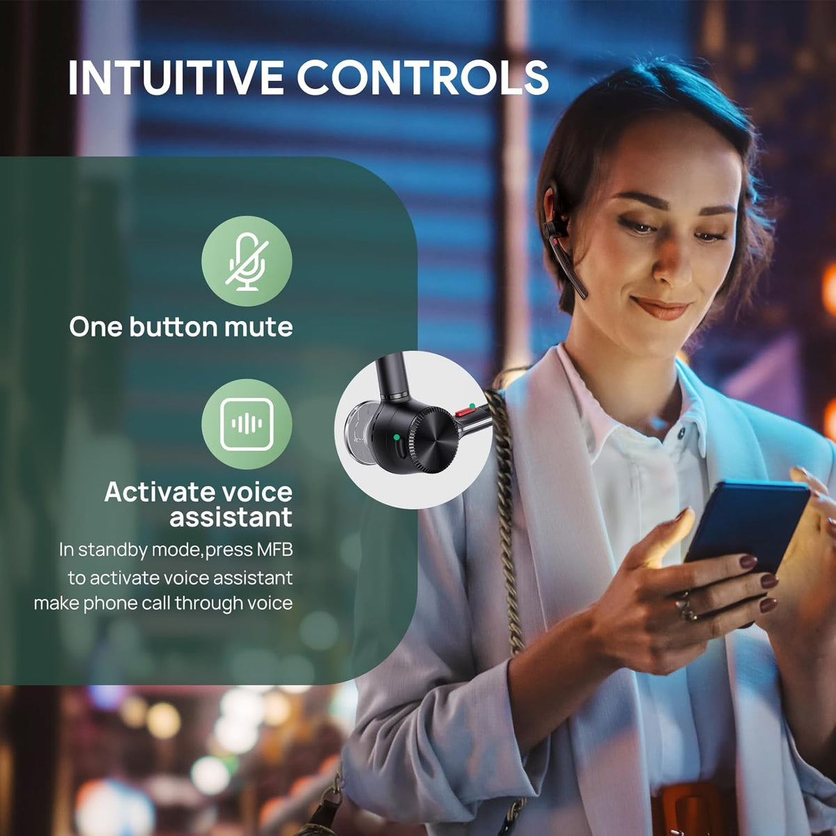 Yealink Bluetooth Headset BH71,Wireless Bluetooth Earpiece with 4 Noise Canceling Microphones,Teams&Zoom Certified,Mute Function,Connect to Cell Phone/Laptops,No Dongle