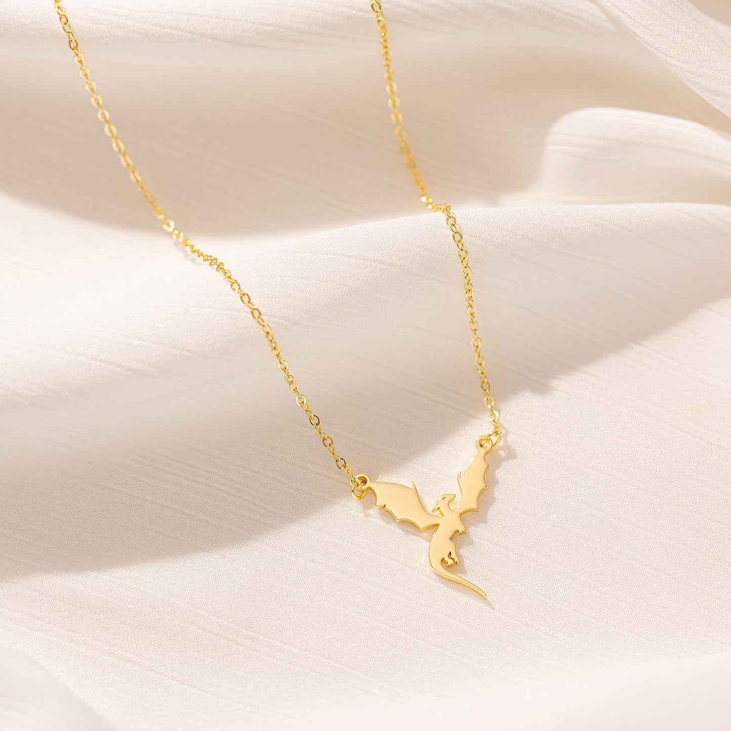 BSGRL Animal Necklace - 14K Gold Plated Flying Dragon Cute Animal Necklace for Women