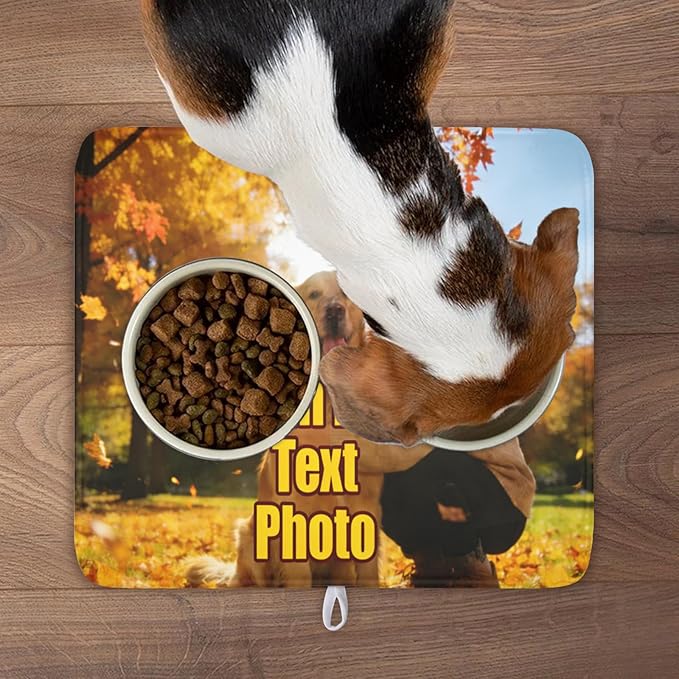 Personalized Dish Drying Mat for Kitchen Counter,Customized Drying Mats with Photo Text Image 16 x 18 Inch with High Absorbent Microfiber Drainer Mat for Coffee Bar