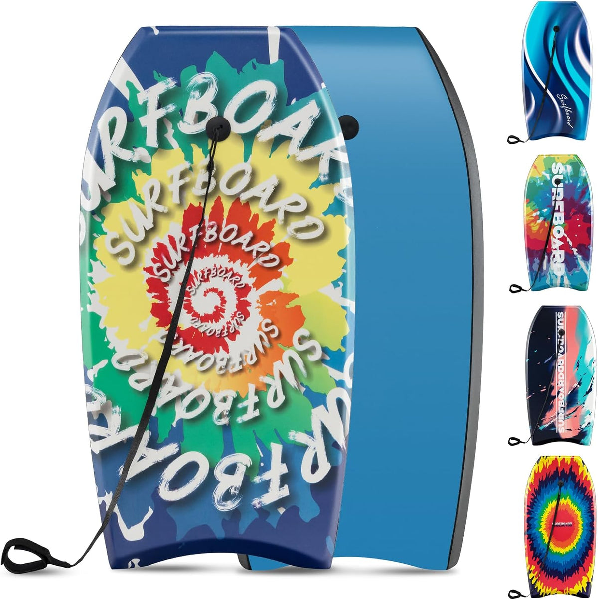 KOTEK 33/37/41 Inch Body Board with Wrist Leash, EPS Core, Dual Channel, HDPE Slick Bottom, Bodyboard for All Skill Levels & Wave Conditions
