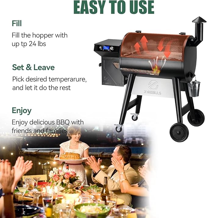 Z GRILLS Wood Pellet Grill & Smoker, 8-in-1 Outdoor BBQ Grill with PID 2.1 Controller, 697 sq in Cooking Area, 2 Meat Probes, LCD Screen, Rain Cover Included
