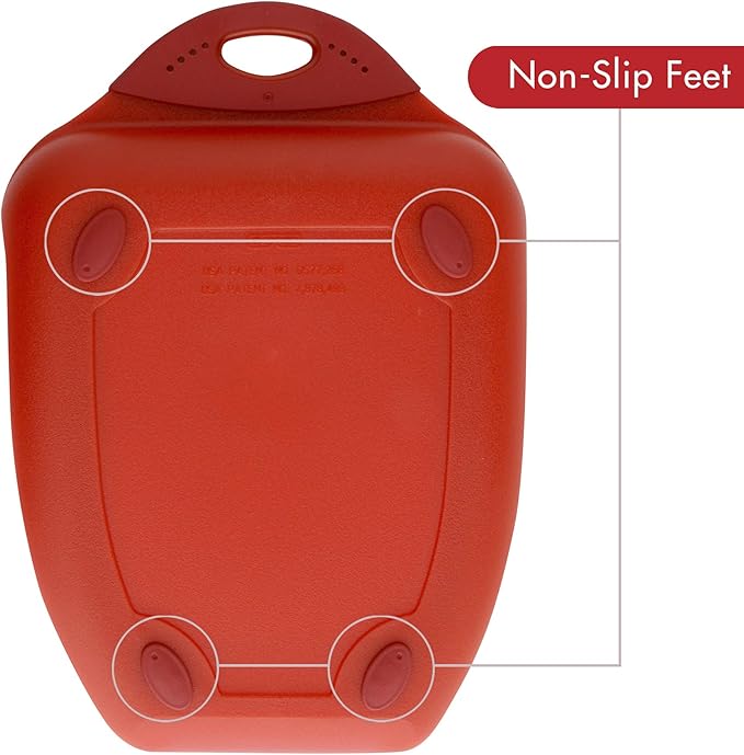 Dexas Chop & Scoop Cutting Board, 9.5 by 13 inches, Solid Red (322-J1795)