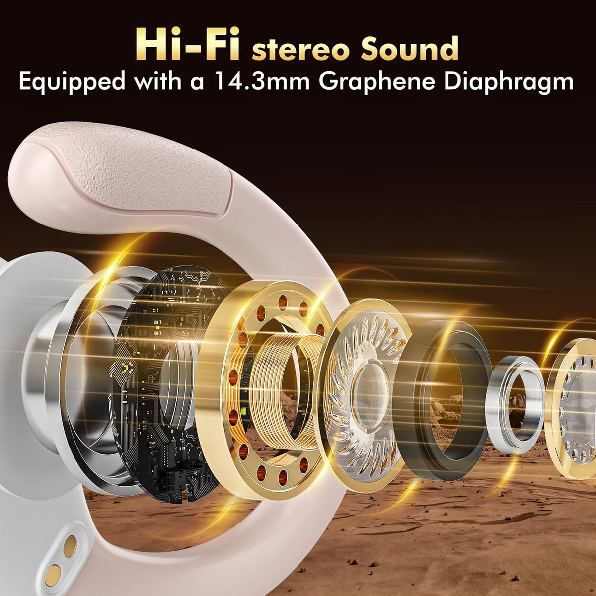 Wireless Earbuds, Sports Bluetooth Headphones, 80Hrs Playtime Ear Buds with LED Power Display, Noise Canceling Headset, IPX7 Waterproof Earphones for Workout/Running (Rose Gold)