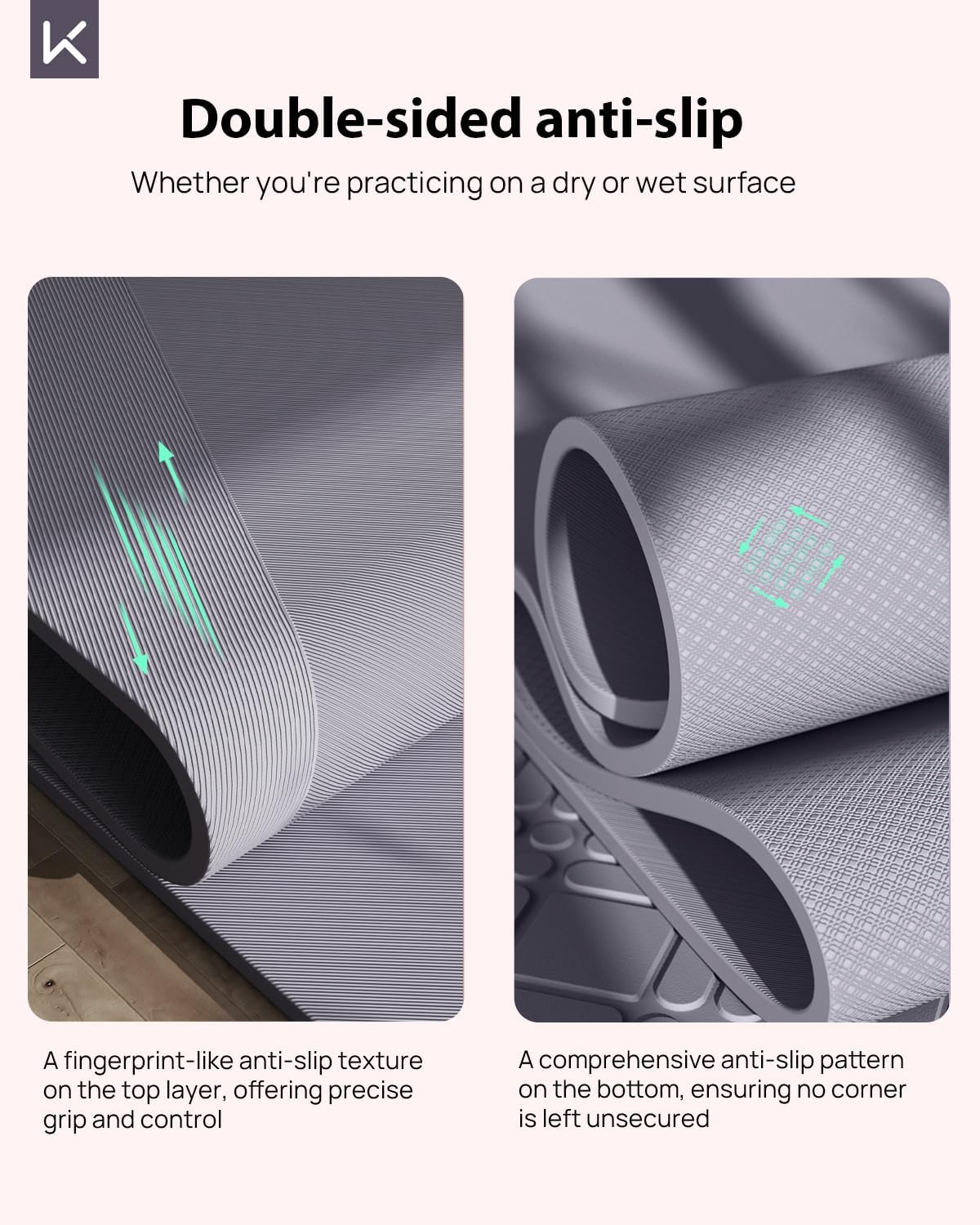 KEEP Yoga Mat, 32" Extra Wide Exercise Mat with Strap for Men and Women, 7mm Thick Double-Sided Non-Slip Eco-friendly Yoga Mat for Pilates, Workout and Fitness