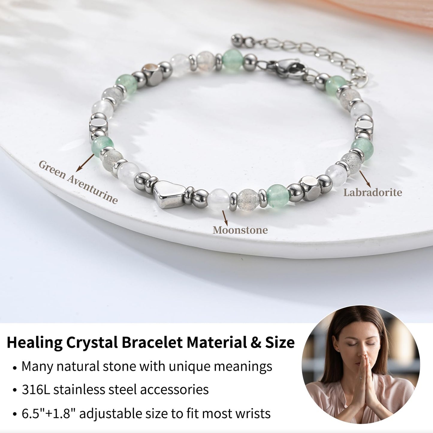 Pavkki New Beginnings Gifts for Women Graduation Gifts Natural Crystals Bracelet Coworker Leaving Retirement Inspirational Divorce Going Away Farewell