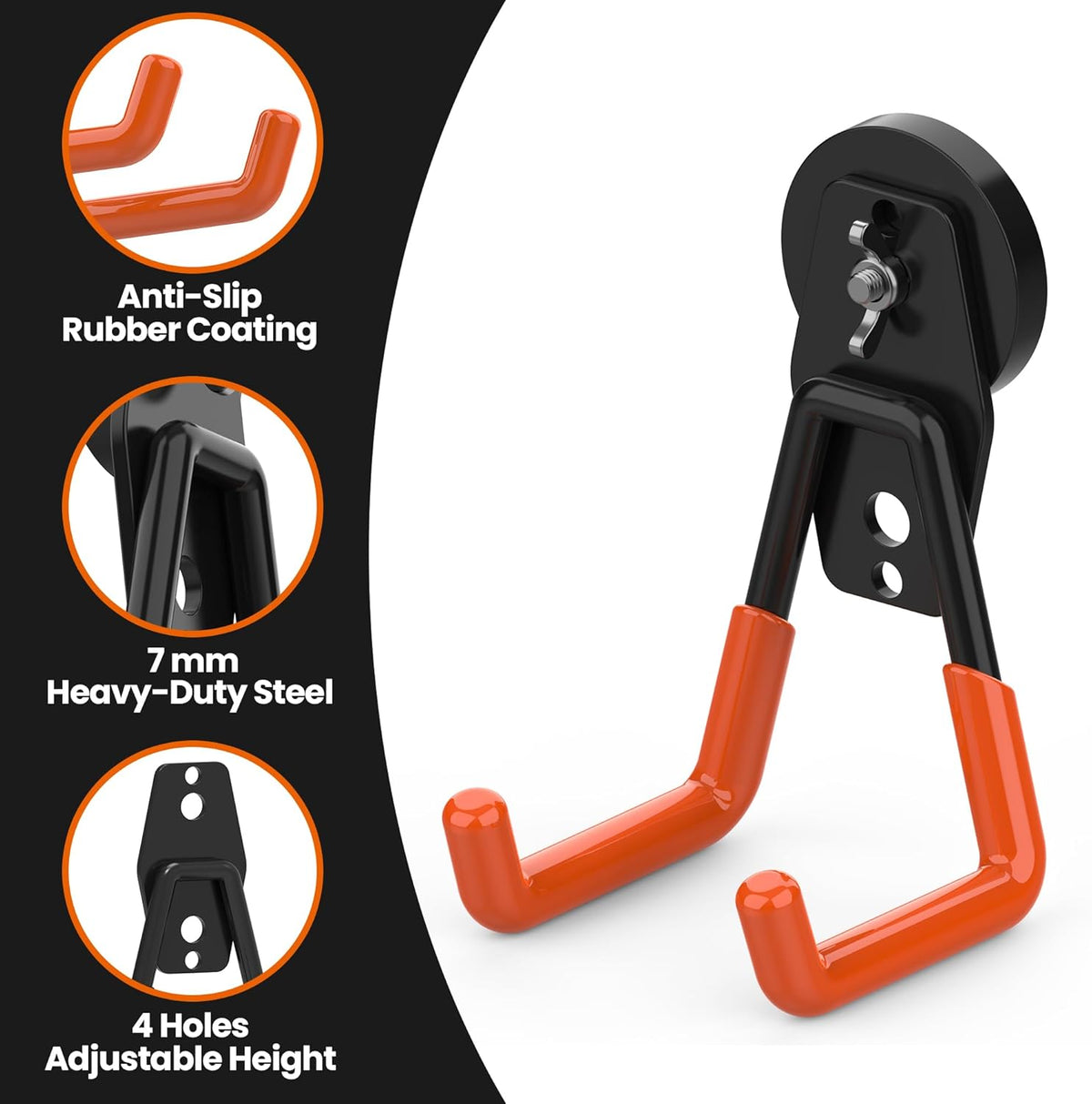 6 Pack Large Magnetic Hooks Heavy Duty Extra Strong Magnetic Garage Hooks Big NdFeB Industrial Magnet Hooks Magnetic Utility Storage Holder Organization with Anti-Slip Coating for Hanging Garden Tool