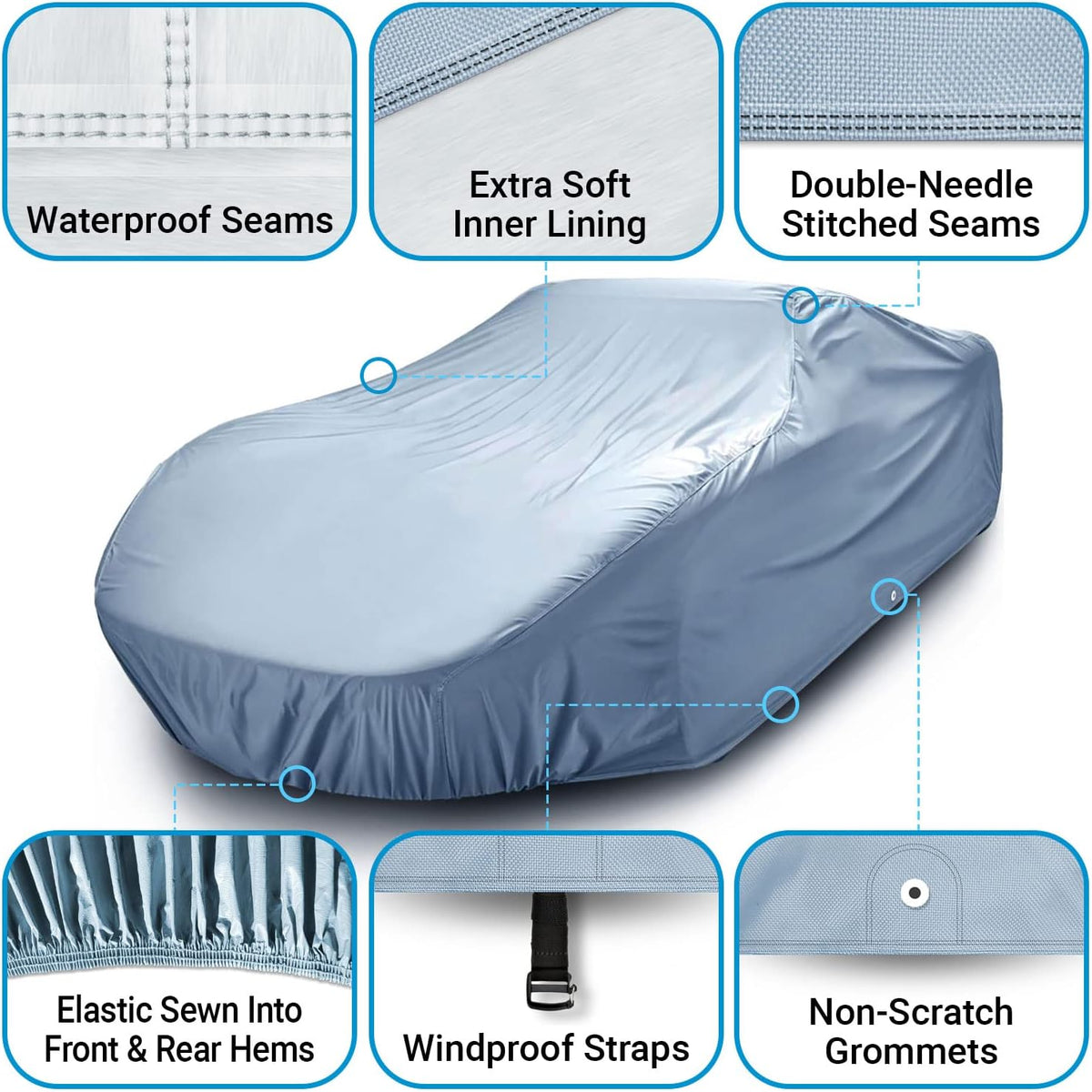iCarCover Premium Car Cover for 1958-1966 Pontiac Star Chief Heavy Duty Waterproof All-Weather Automobiles Custom Fit Indoor Outdoor UV Snow Protection Covers with Straps and Bag