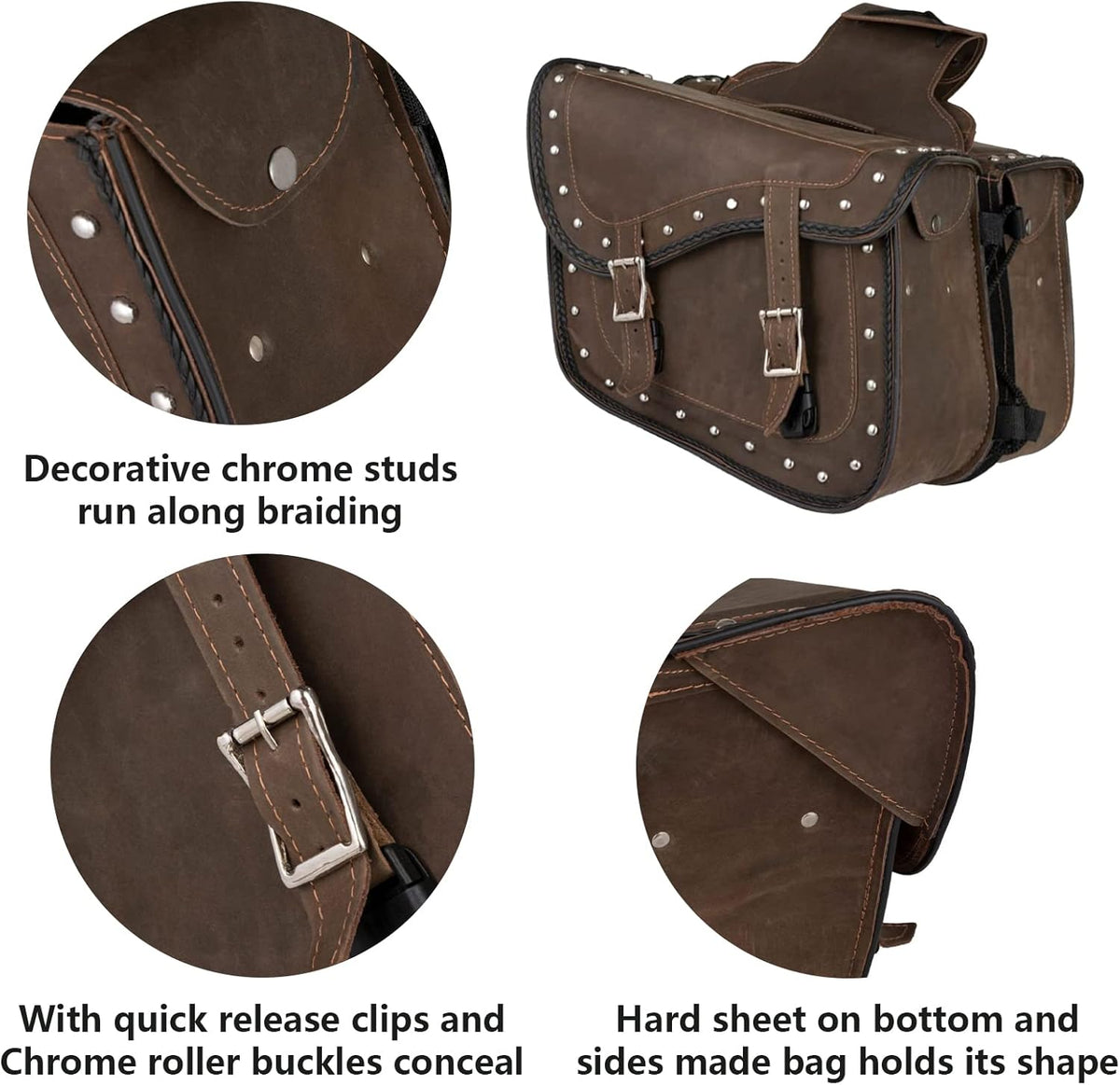 GARGOYLE BELLS Genuine Leather Motorcycle Saddle Bags Motorcycle Luggage Bag For Softails Sportsters Dyna ect