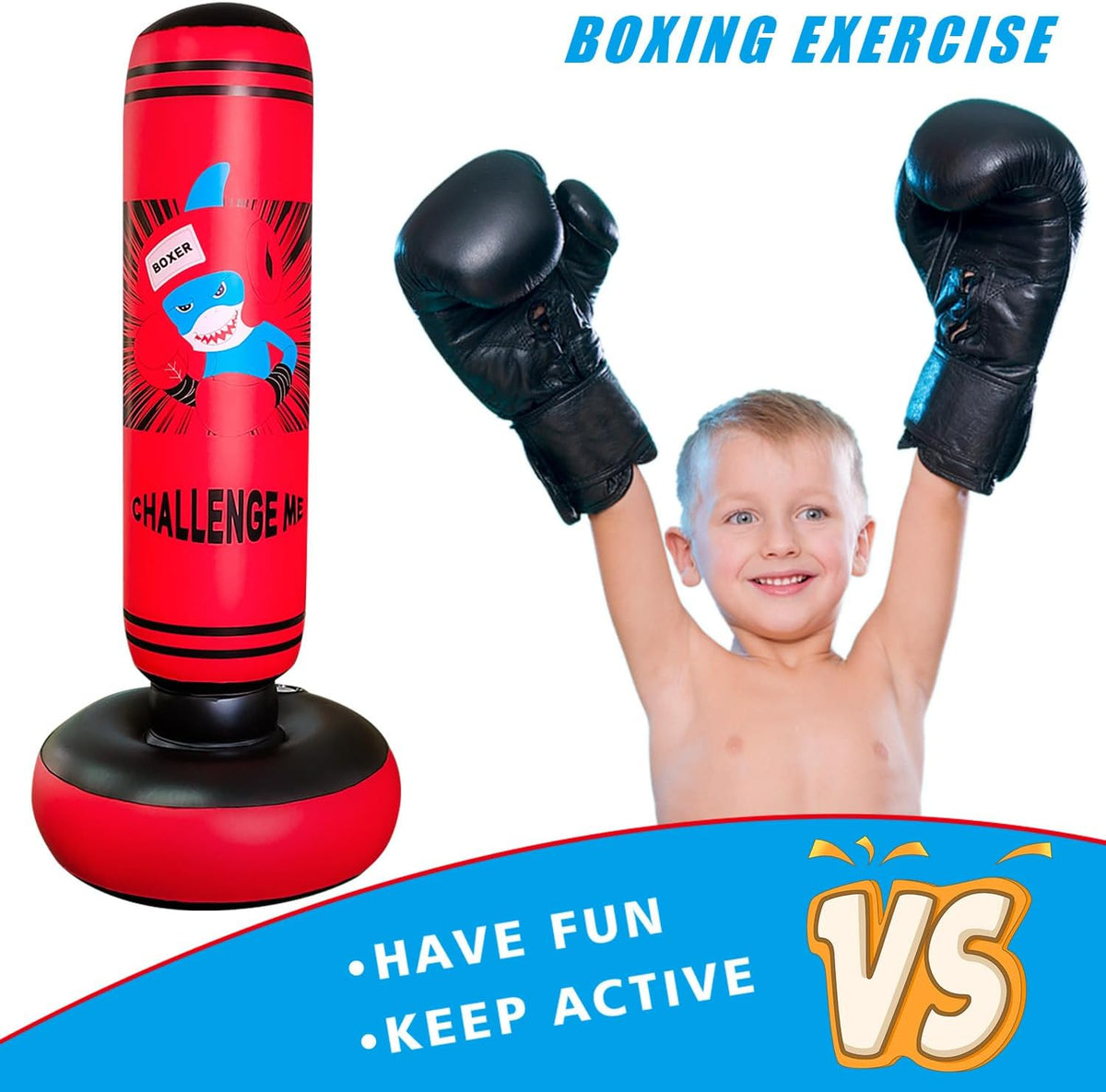 Punching Bag Kid,Boxing Bag for Kids,Inflatable Dummy, Inflatable Punching Bag, De-Stress Boxing Bag for Kids.