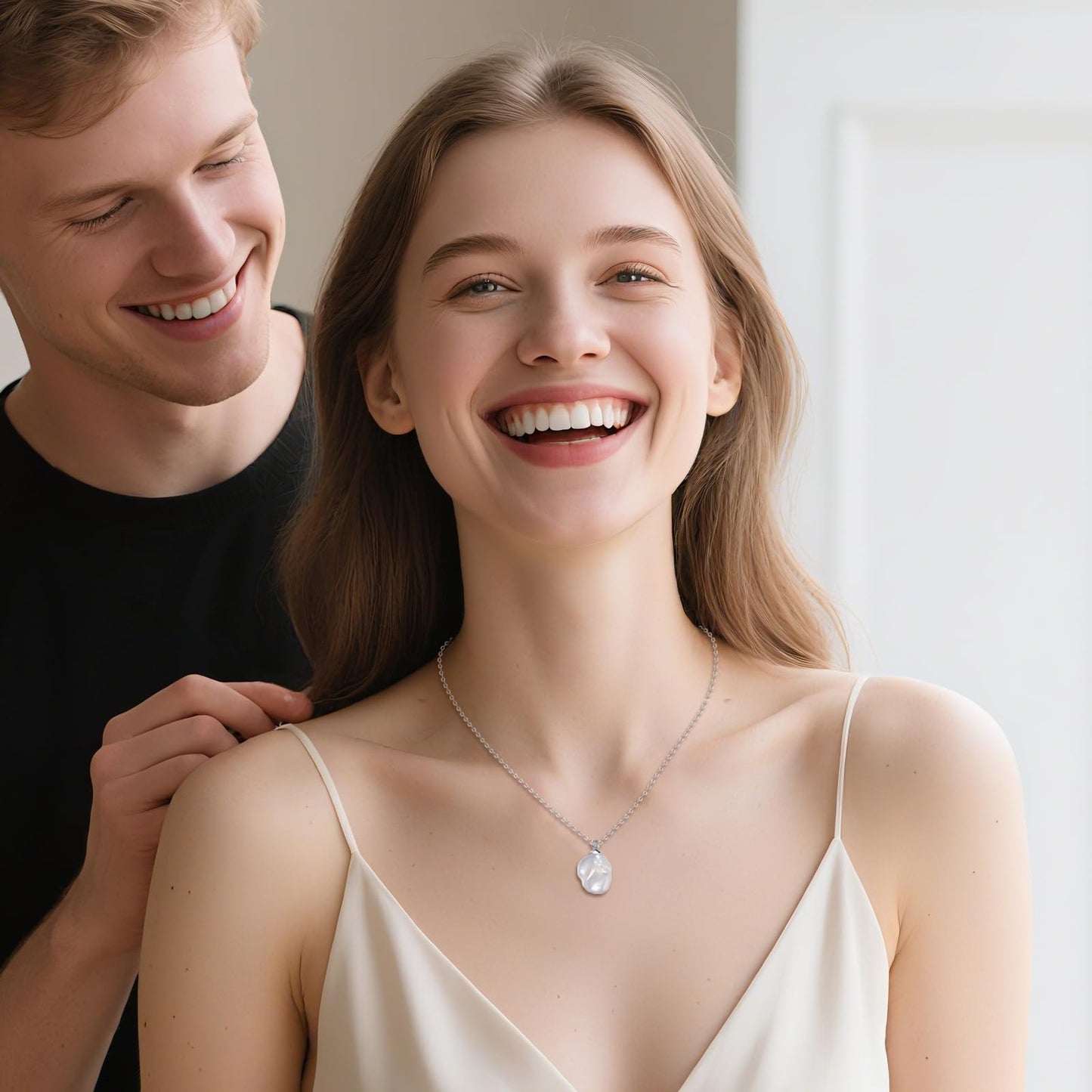 POPLYKE Baroque Pearl Necklace Sterling Silver Irregular Pearl Choker Necklace for Women Freshwater Cultured Pearls Wedding Bridesmaids Anniversary