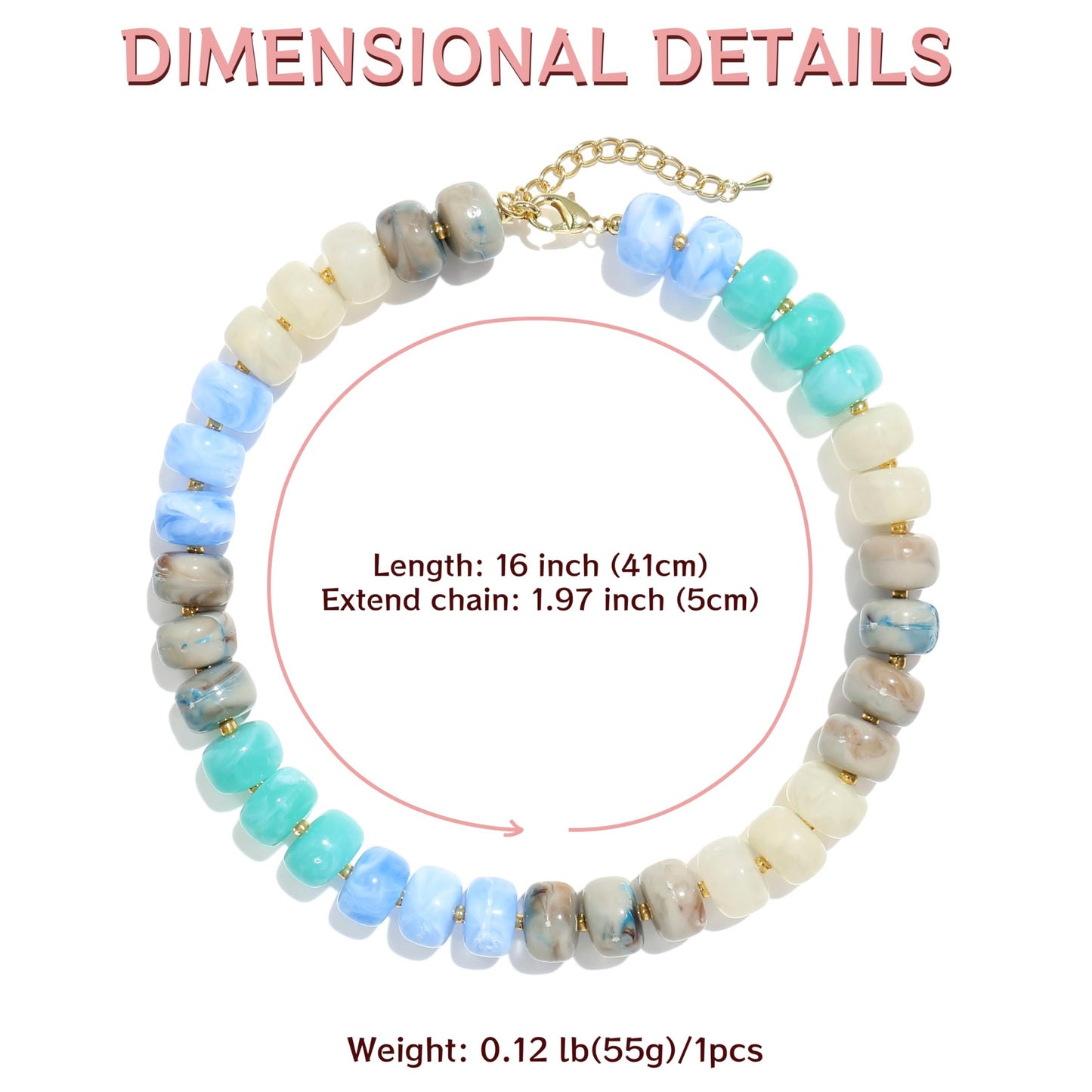 Badu Colorful Chunky Beaded Necklace for Women,Acrylic Bead Choker Statement Necklace Cute Trendy Necklaces Jewelry Gifts