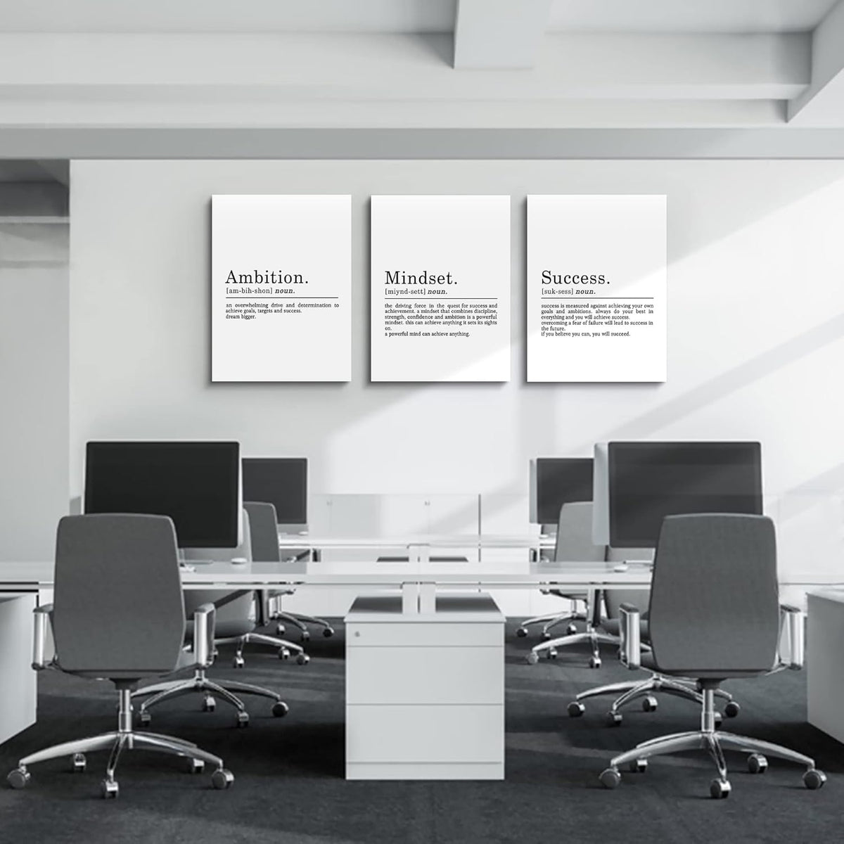 EPHANY ART - Inspirational Canvas Prints - Mindset Quotes, Motivational Wall Art Success Framed Entrepreneur Poster - Positive Quotes Wall Poster for Home Office Workplace (L-3pcs, 24x36inchx3pcs)