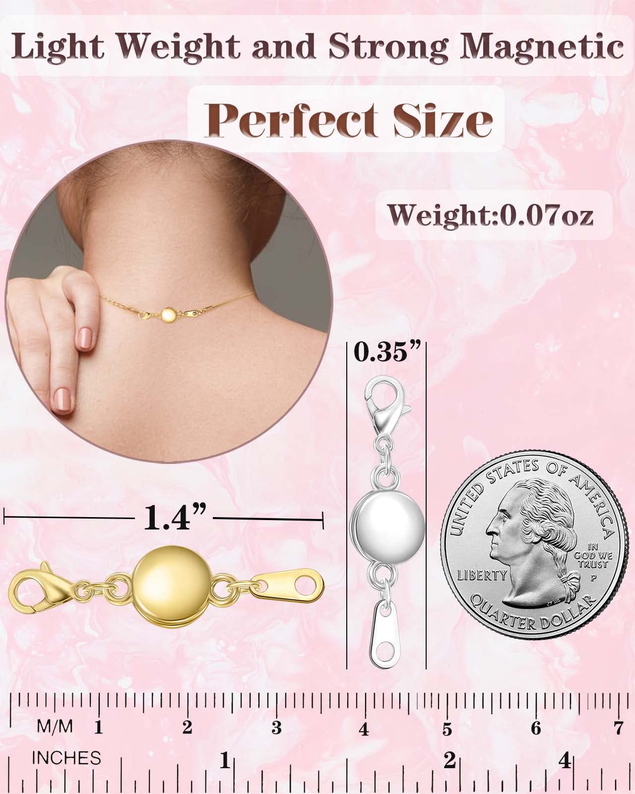 Dailyacc Magnetic Necklace Clasps and Closures - Round Bracelet Extender Clasps for Jewelry Making