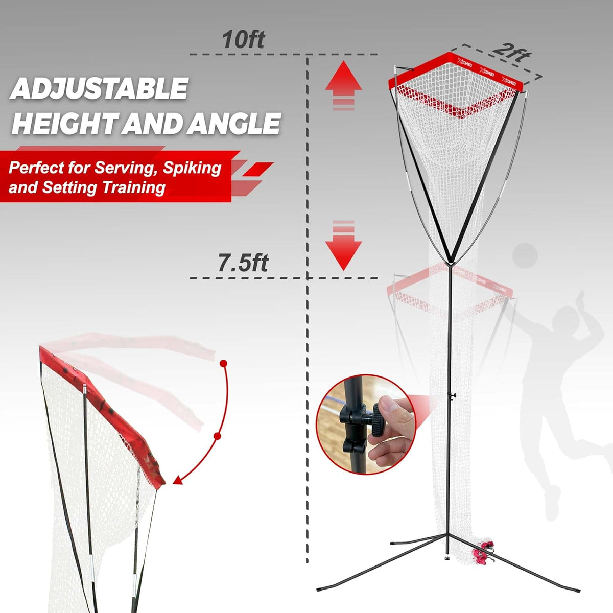 Volleyball Setter Trainer Net, Adjustable Height for Indoor and Outdoor Practice, Perfect for Serving, Spiking, and Setting Training Equipment