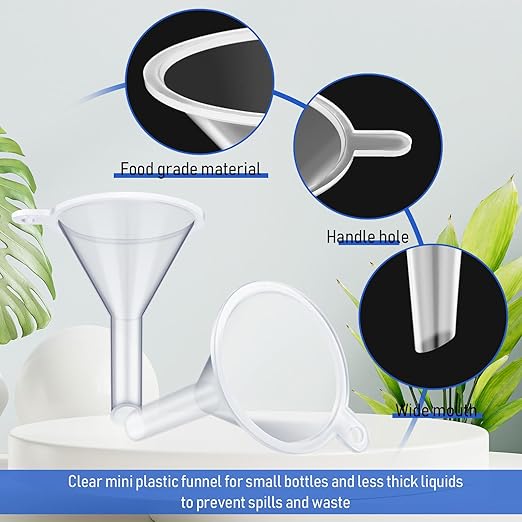 Hoolerry 100 Pcs Small Funnel for Filling Small Bottles Clear Plastic Mini Funnels for Lab Bottles Essential Oils Sand Art Bottle Skin Products Perfumes Spices (1.22 '')